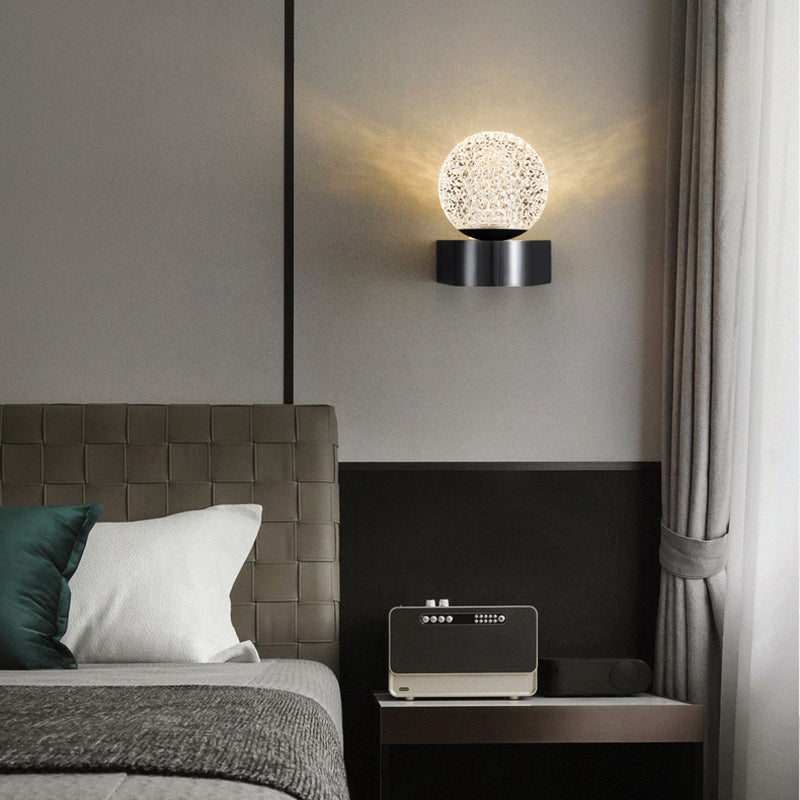 Metal Globe Sconce Light Modern 1-Light Sconce Light Fixture for Bedroom
