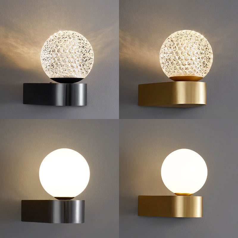 Metal Globe Sconce Light Modern 1-Light Sconce Light Fixture for Bedroom