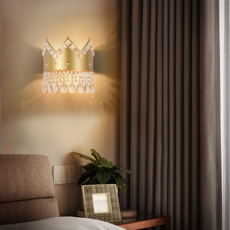 Crown 2 - Light Wall Light Iron and Crystal Post Modern Wall Fixture in Gold