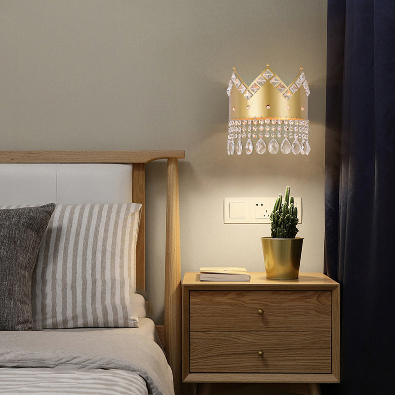 Crown 2 - Light Wall Light Iron and Crystal Post Modern Wall Fixture in Gold