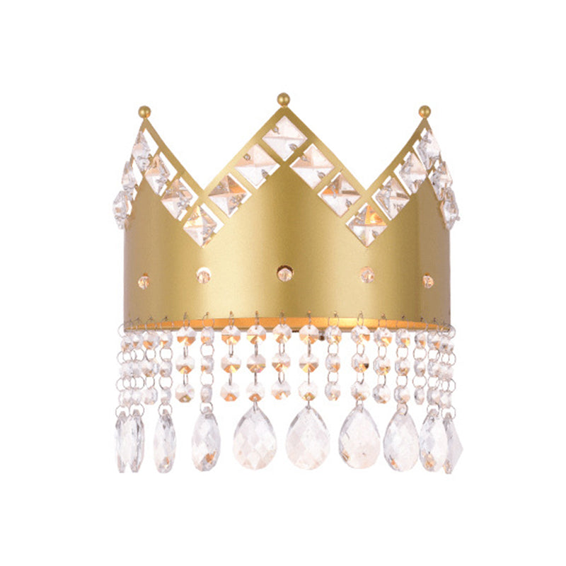 Crown 2 - Light Wall Light Iron and Crystal Post Modern Wall Fixture in Gold