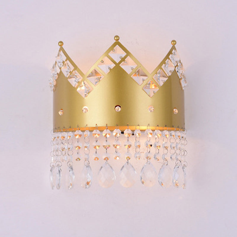Crown 2 - Light Wall Light Iron and Crystal Post Modern Wall Fixture in Gold