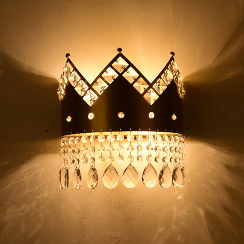 Crown 2 - Light Wall Light Iron and Crystal Post Modern Wall Fixture in Gold