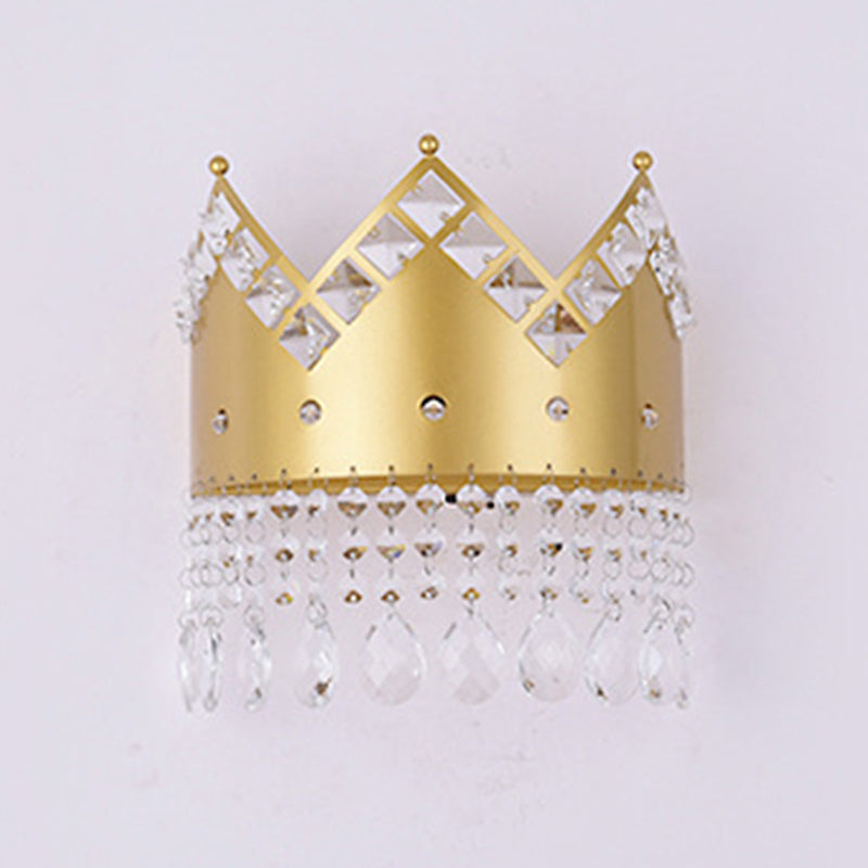 Crown 2 - Light Wall Light Iron and Crystal Post Modern Wall Fixture in Gold