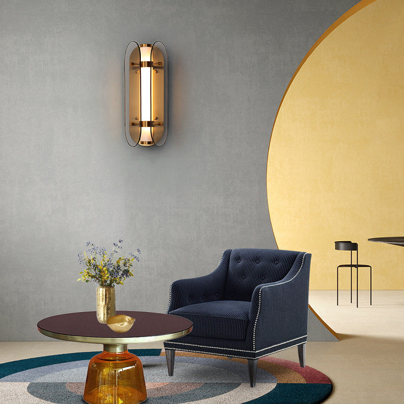 Modern LED Wall Lamp 1-Light Wall Mount Lamp with Glass Shade for Bedroom