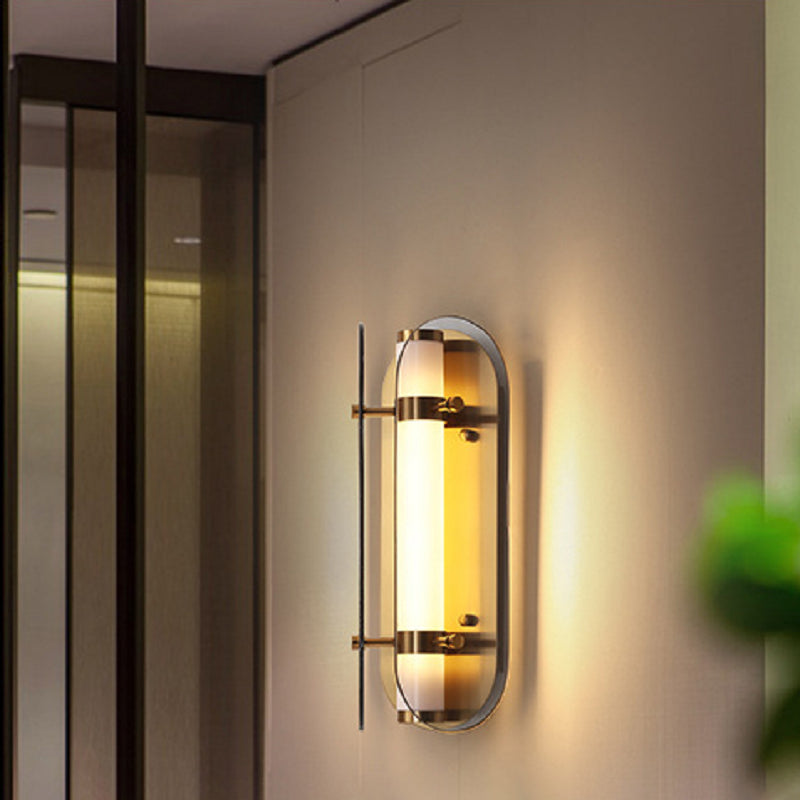 Modern LED Wall Lamp 1-Light Wall Mount Lamp with Glass Shade for Bedroom