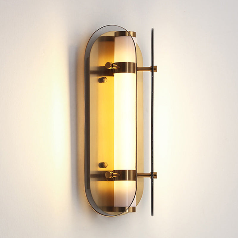 Modern LED Wall Lamp 1-Light Wall Mount Lamp with Glass Shade for Bedroom