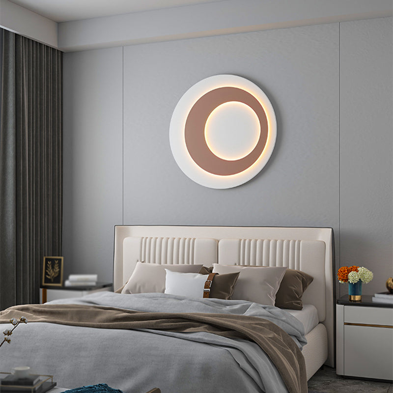 Round LED Wall Lamp 1-Light Modern Wall Mount Lamp with Acrylic Shade for Bedroom