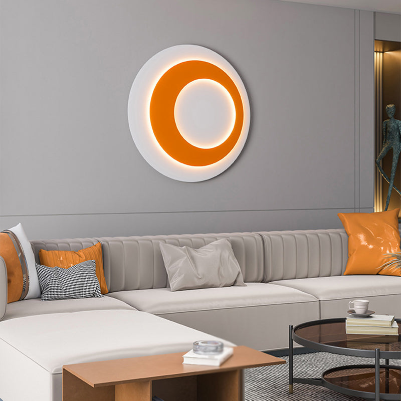 Round LED Wall Lamp 1-Light Modern Wall Mount Lamp with Acrylic Shade for Bedroom