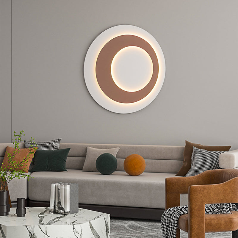 Round LED Wall Lamp 1-Light Modern Wall Mount Lamp with Acrylic Shade for Bedroom
