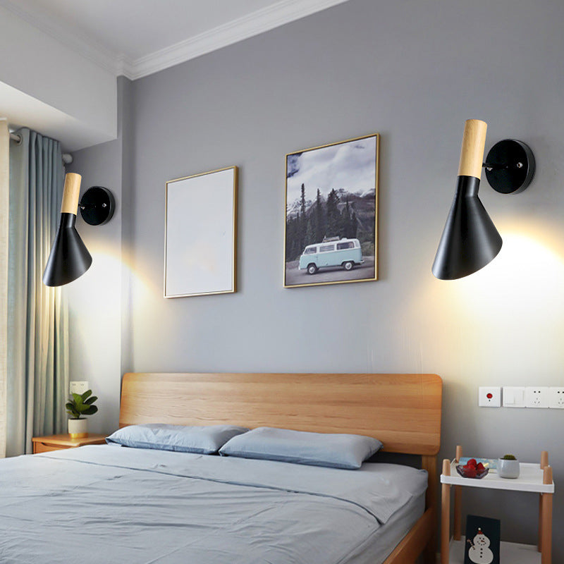 Contemporary Wall Light Black/White Metal Lighting for Living Room