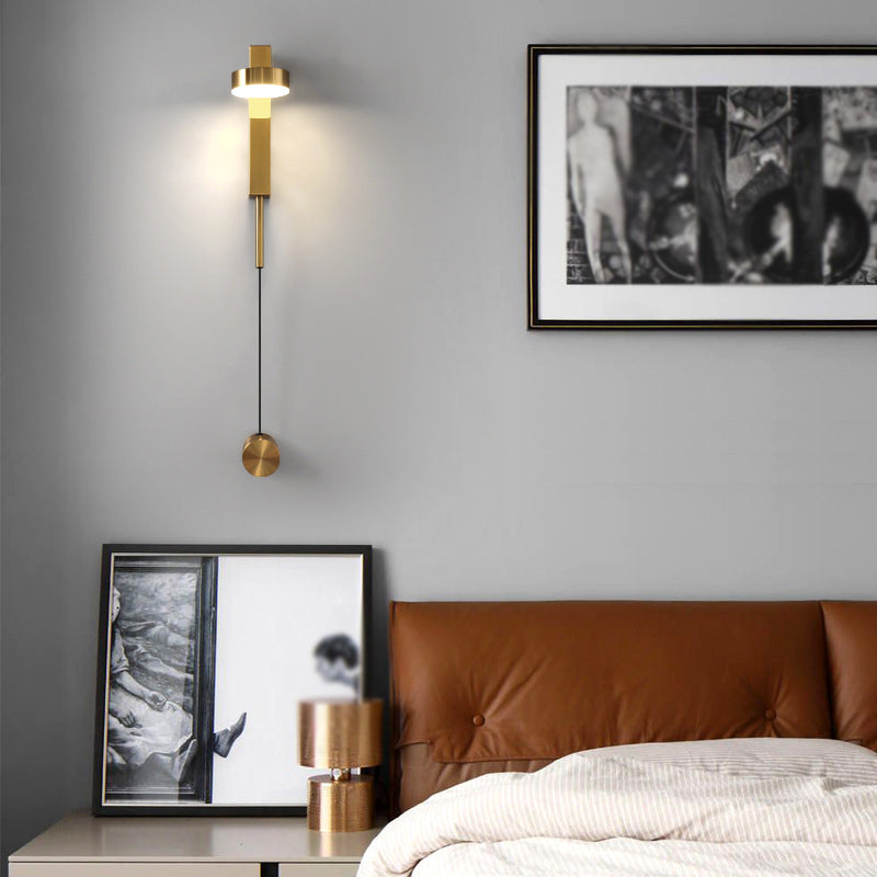 Round Shape Metal Wall Light Modern Style 1-Light Wall Light Sconce