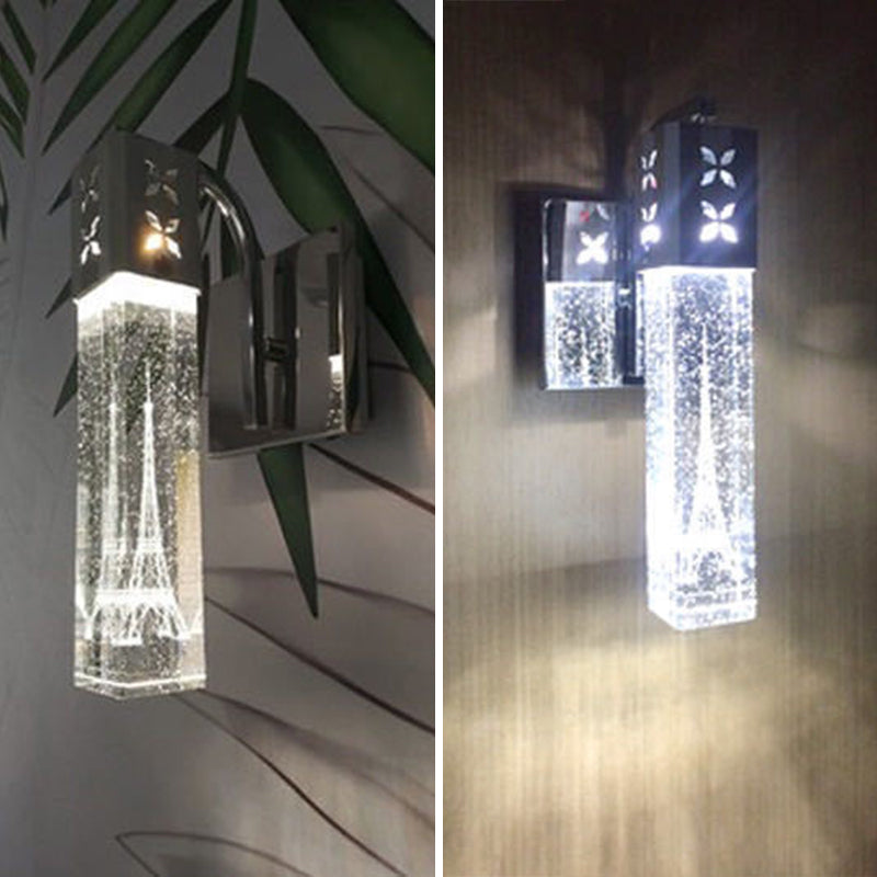 Metal Rectangle Wall Lighting Fixtures Contemporary Style 1 Light Sconce Light