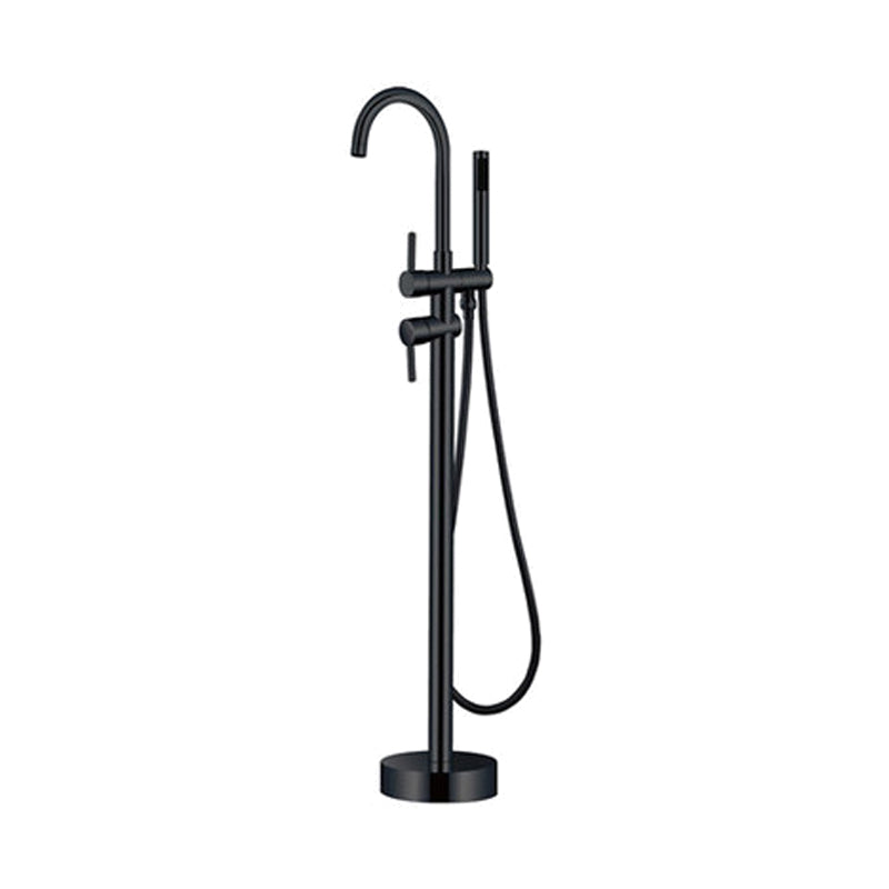 Floor Mounted Metal Freestanding Tub Filler High Arc Freestanding Faucet with Hose