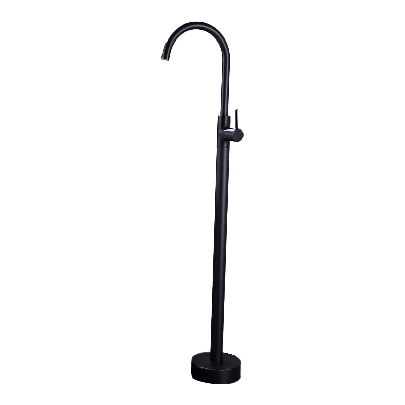 Floor Mounted Metal Freestanding Tub Filler High Arc Freestanding Faucet with Hose