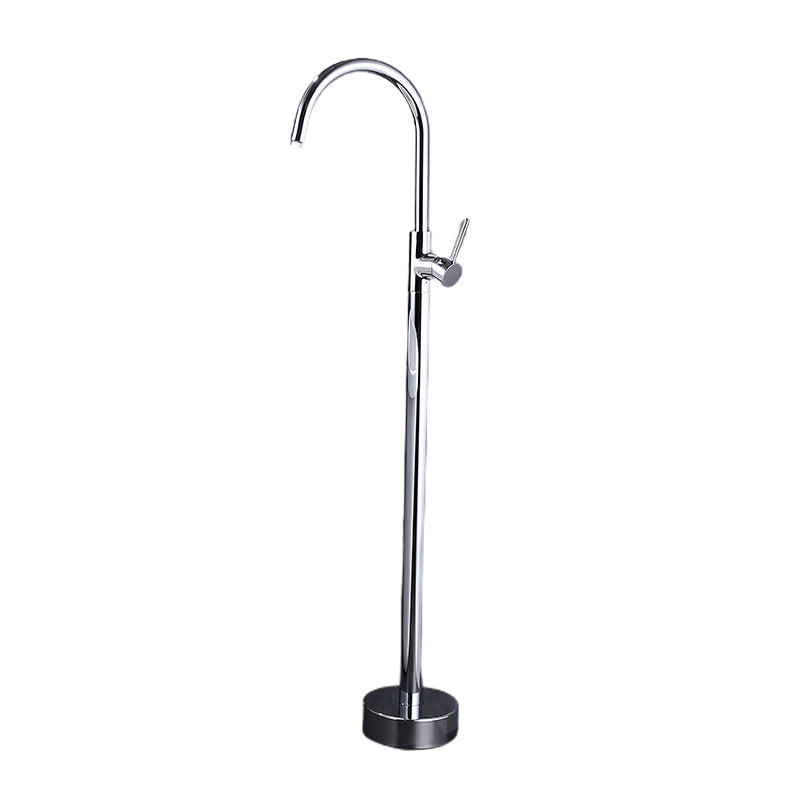 Floor Mounted Metal Freestanding Tub Filler High Arc Freestanding Faucet with Hose