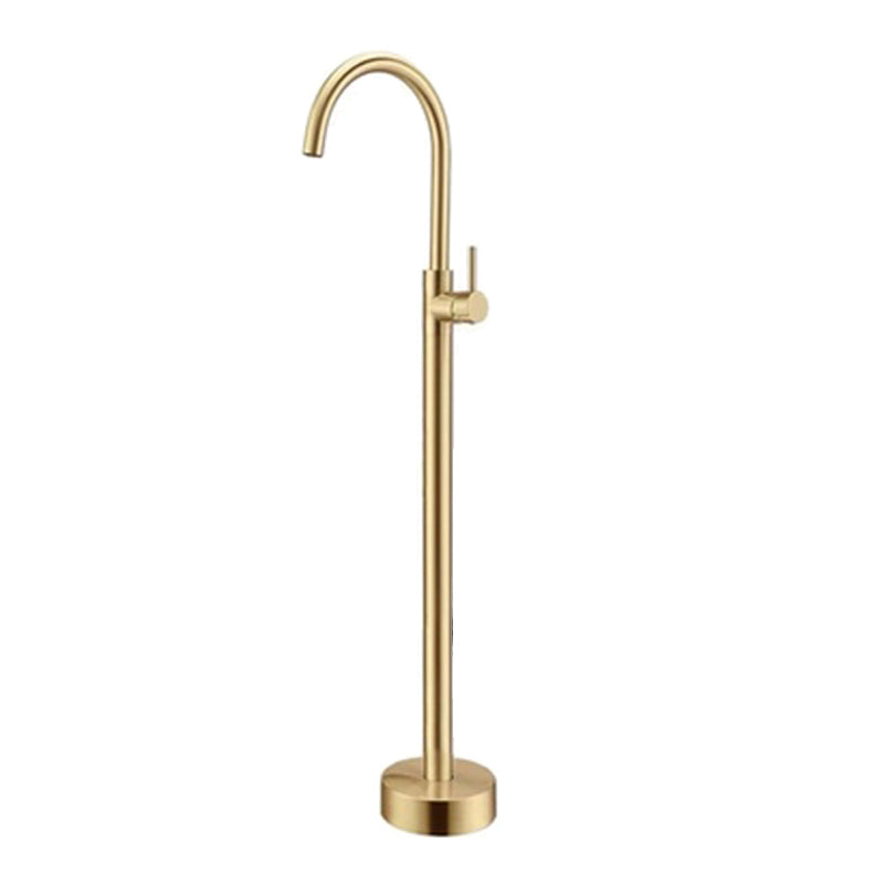 Floor Mounted Metal Freestanding Tub Filler High Arc Freestanding Faucet with Hose