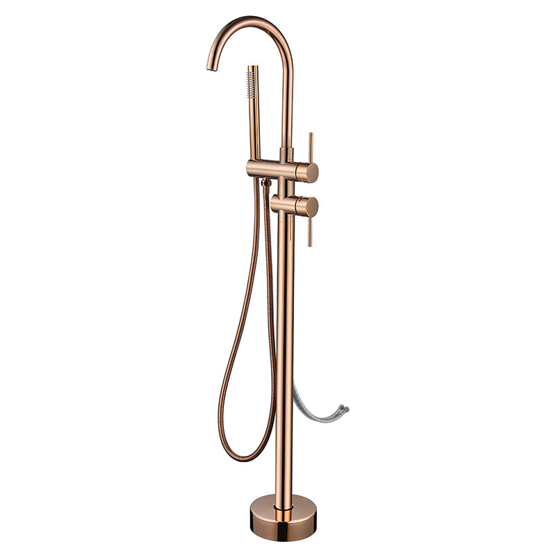 Floor Mounted Metal Freestanding Tub Filler High Arc Freestanding Faucet with Hose