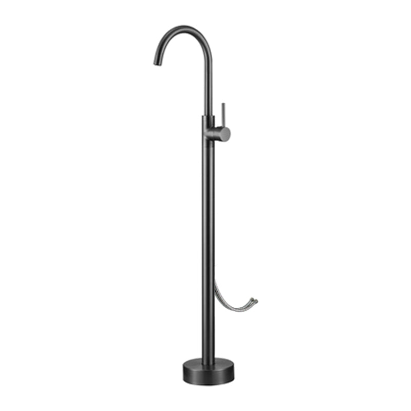 Floor Mounted Metal Freestanding Tub Filler High Arc Freestanding Faucet with Hose