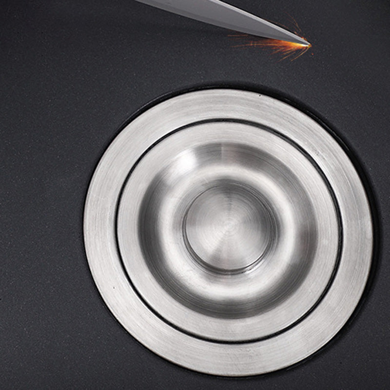 Black Round Kitchen Sink Contemporary Drop-In 1 Holes Single Bowl Sink