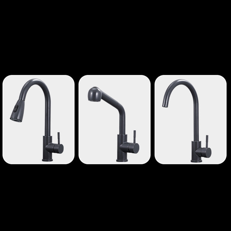 Black Round Kitchen Sink Contemporary Drop-In 1 Holes Single Bowl Sink