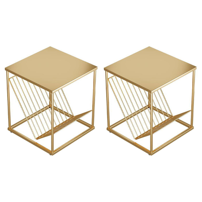 1 Shelf Glam Bedside Cabinet Metal Nightstand Open Storage Night Table ,19.7" Tall