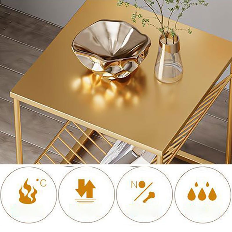 1 Shelf Glam Bedside Cabinet Metal Nightstand Open Storage Night Table ,19.7" Tall