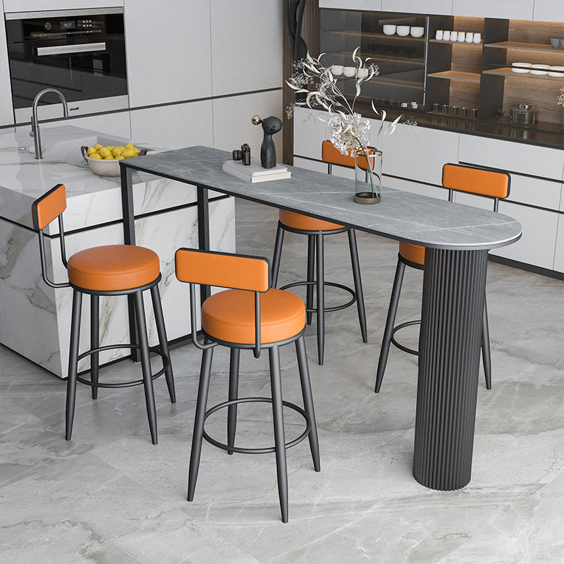 1/5 Pieces Bar Stool and Table Set Industrial Oval Bar Table Set