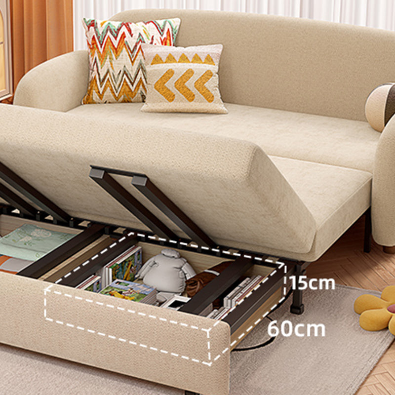 Beige Daybed Metal Frame Kids Bed with Mattress and Headboard