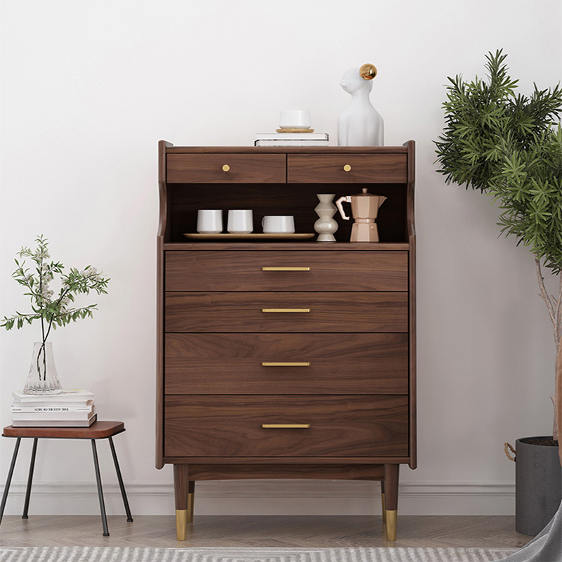 Contemporary Chest Solid Wood 6 - Drawer Rectangle Straight Legs Accent Chest