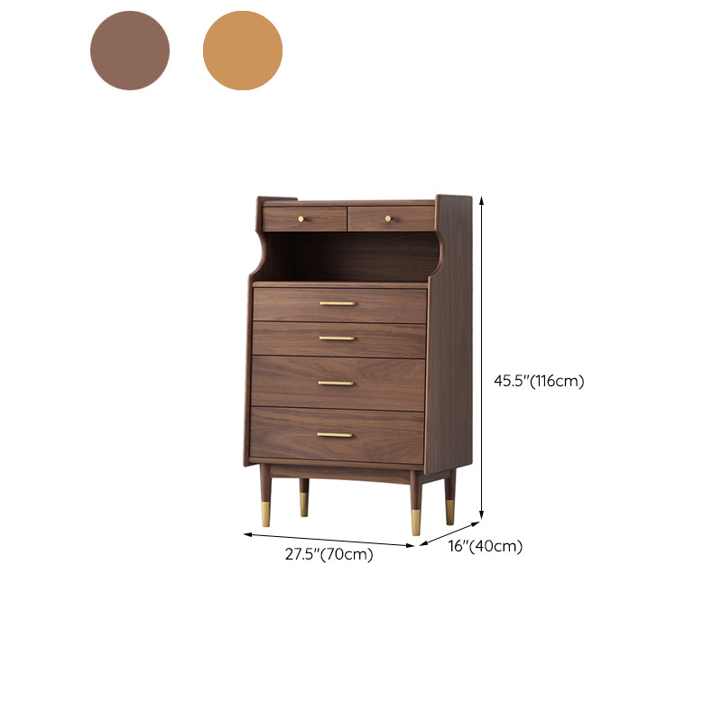 Contemporary Chest Solid Wood 6 - Drawer Rectangle Straight Legs Accent Chest