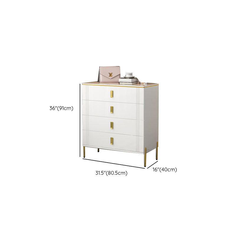 Glam Stone Storage Chest White 16" Wide Bedroom Chest with Drawers