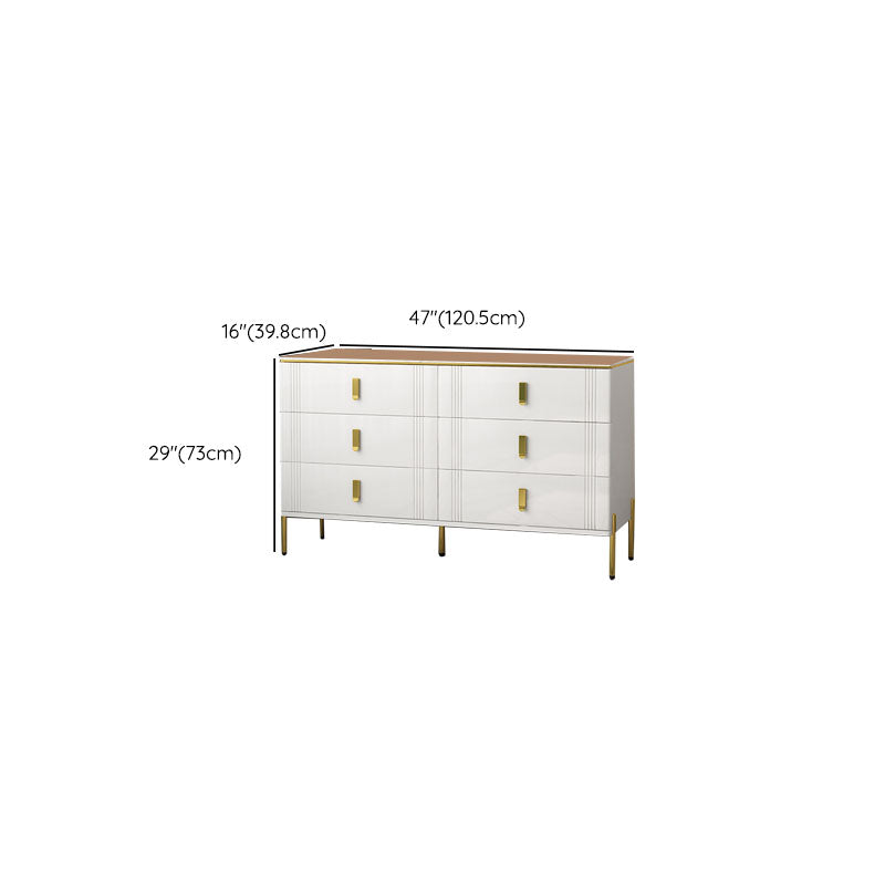 Glam Stone Storage Chest White 16" Wide Bedroom Chest with Drawers