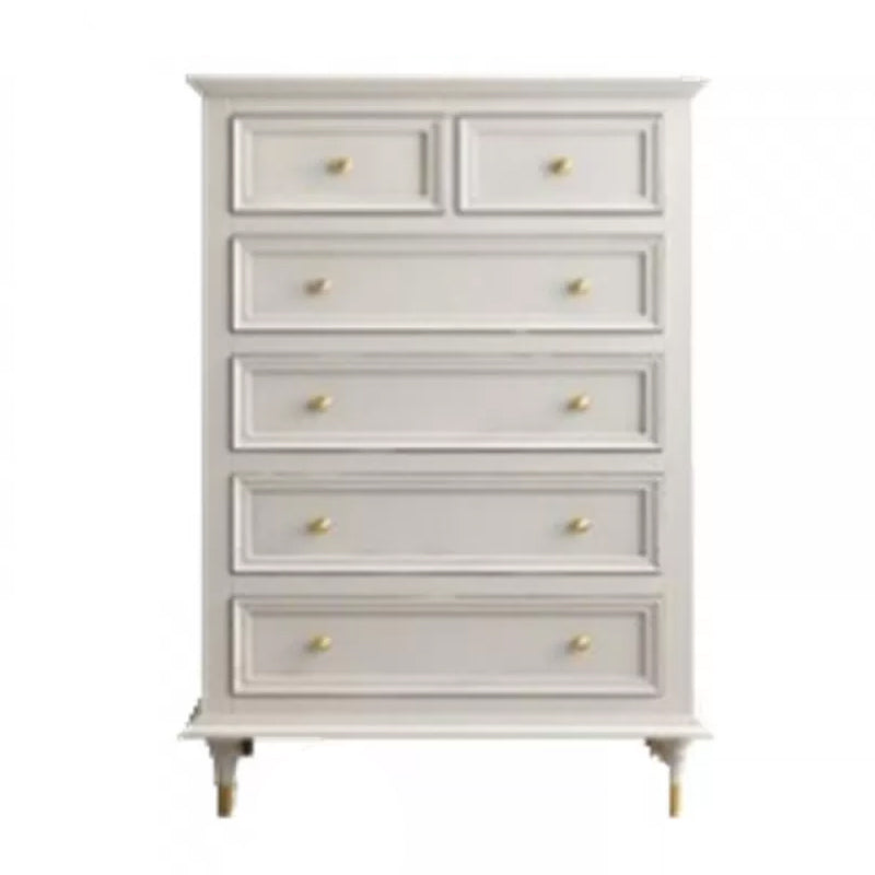 Glam Solid Wood Chest Home Storage Chest in White with Drawers