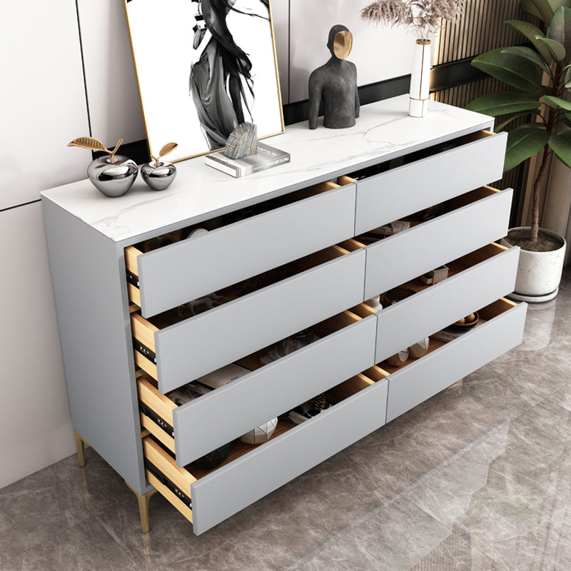 Glam Stone Storage Chest Bedroom Horizontal Chest with Drawers