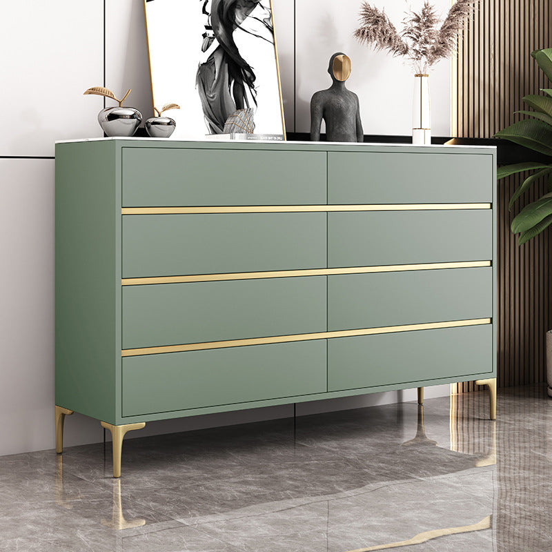 Glam Stone Storage Chest Bedroom Horizontal Chest with Drawers