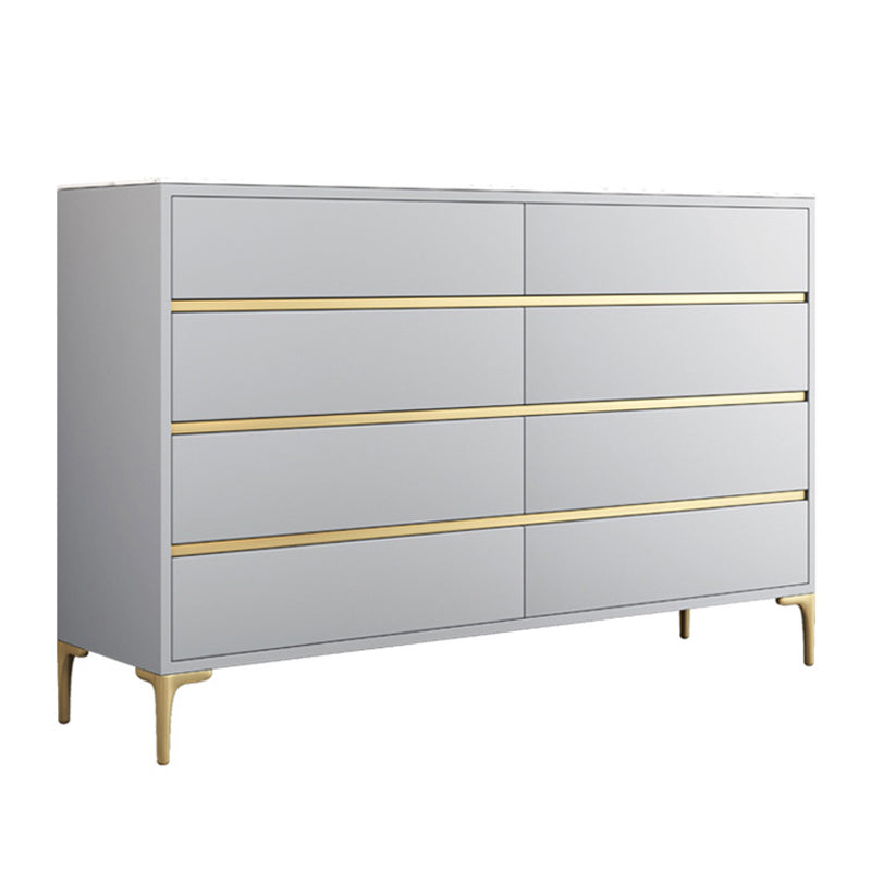 Glam Stone Storage Chest Bedroom Horizontal Chest with Drawers