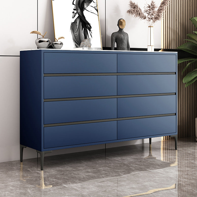 Glam Stone Storage Chest Bedroom Horizontal Chest with Drawers
