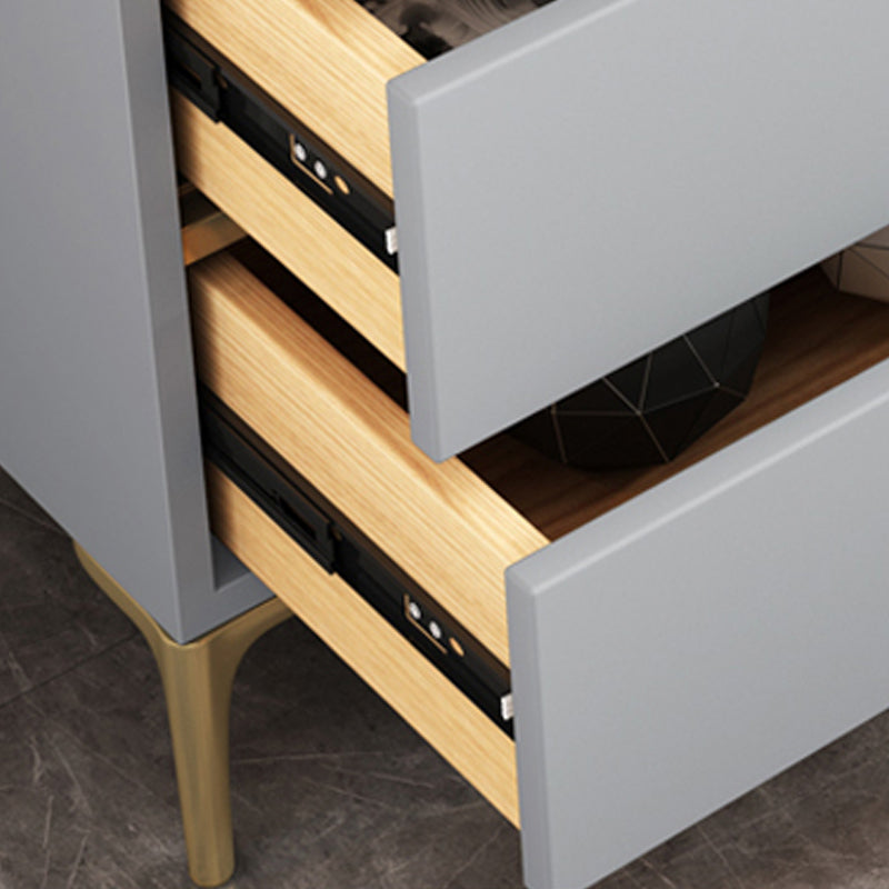 Glam Stone Storage Chest Bedroom Horizontal Chest with Drawers