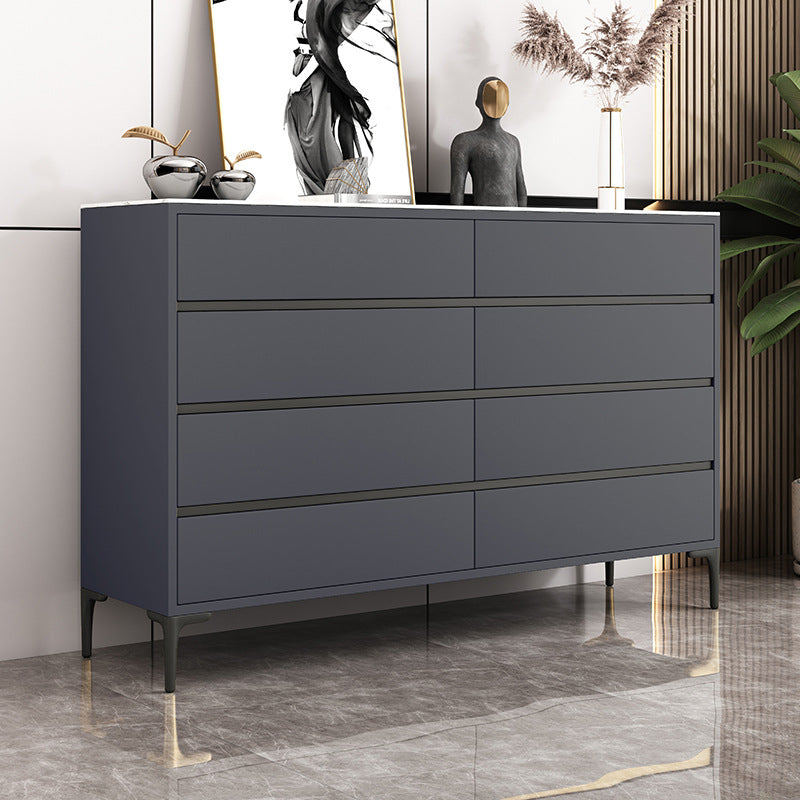 Glam Stone Storage Chest Bedroom Horizontal Chest with Drawers