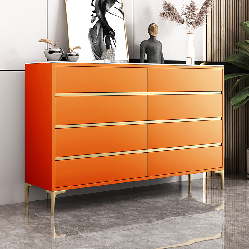 Glam Stone Storage Chest Bedroom Horizontal Chest with Drawers