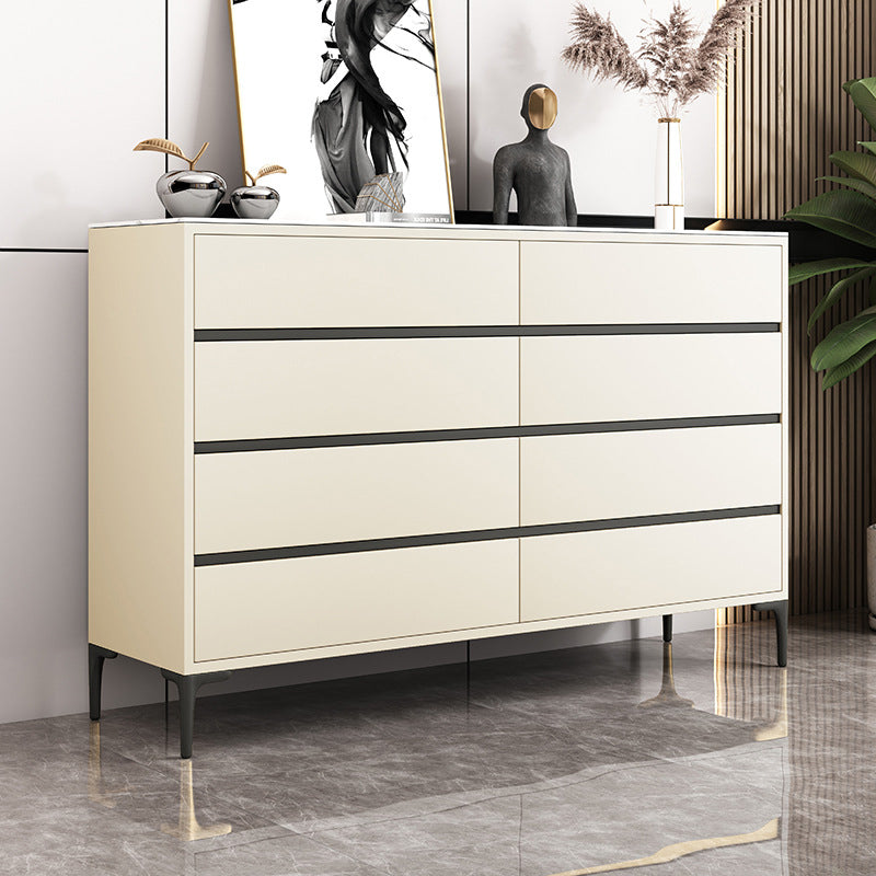 Glam Stone Storage Chest Bedroom Horizontal Chest with Drawers