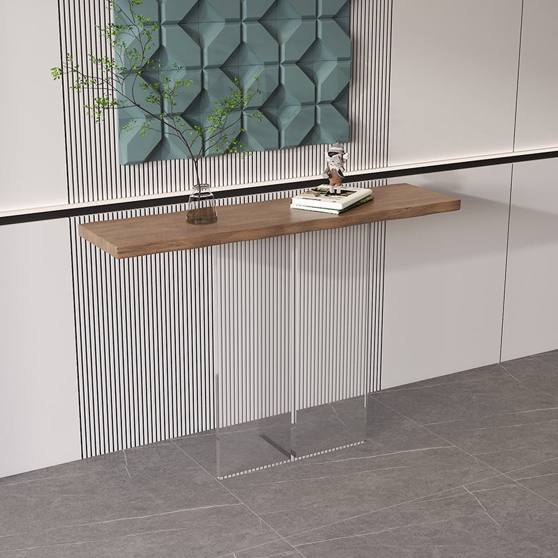 Solid Wood Console Table 31.5" Tall Rectangle End Table with Acrylic Leg