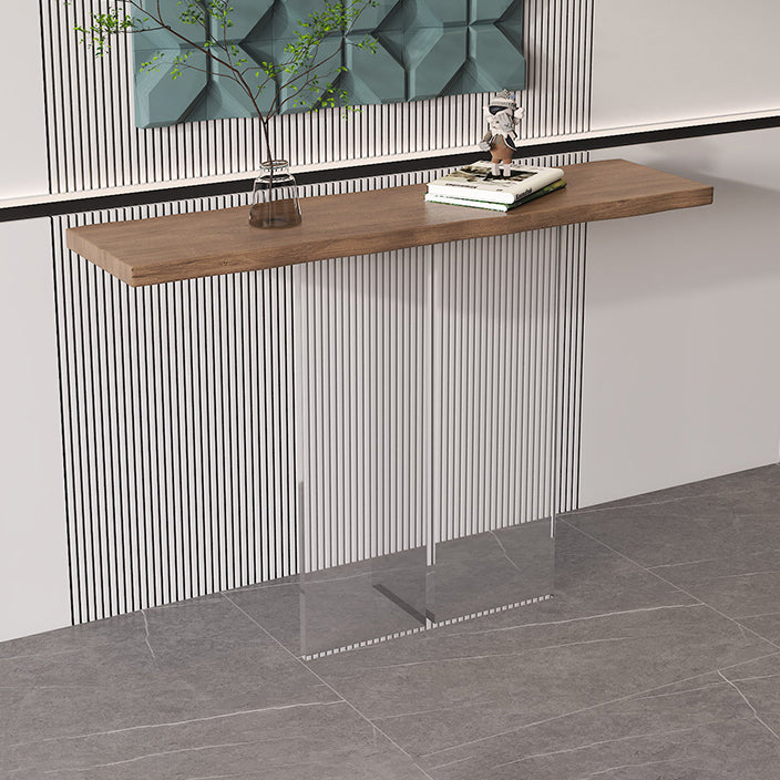 Solid Wood Console Table 31.5" Tall Rectangle End Table with Acrylic Leg