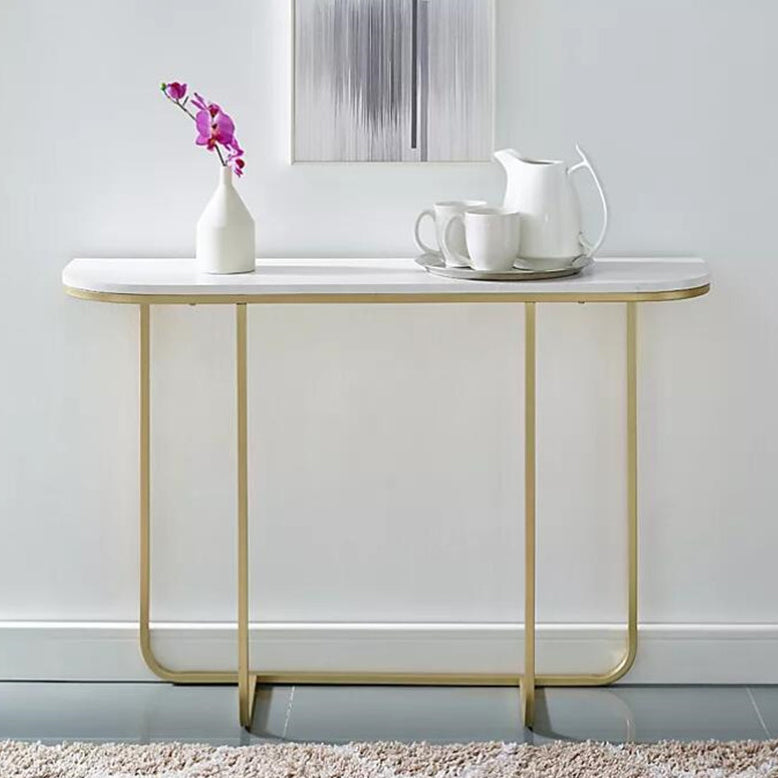 Marble Half Moon Console Table Modern 1-shelf Accent Table for Hall