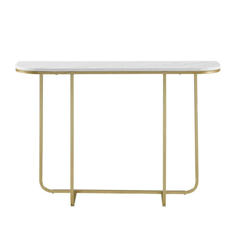 Marble Half Moon Console Table Modern 1-shelf Accent Table for Hall