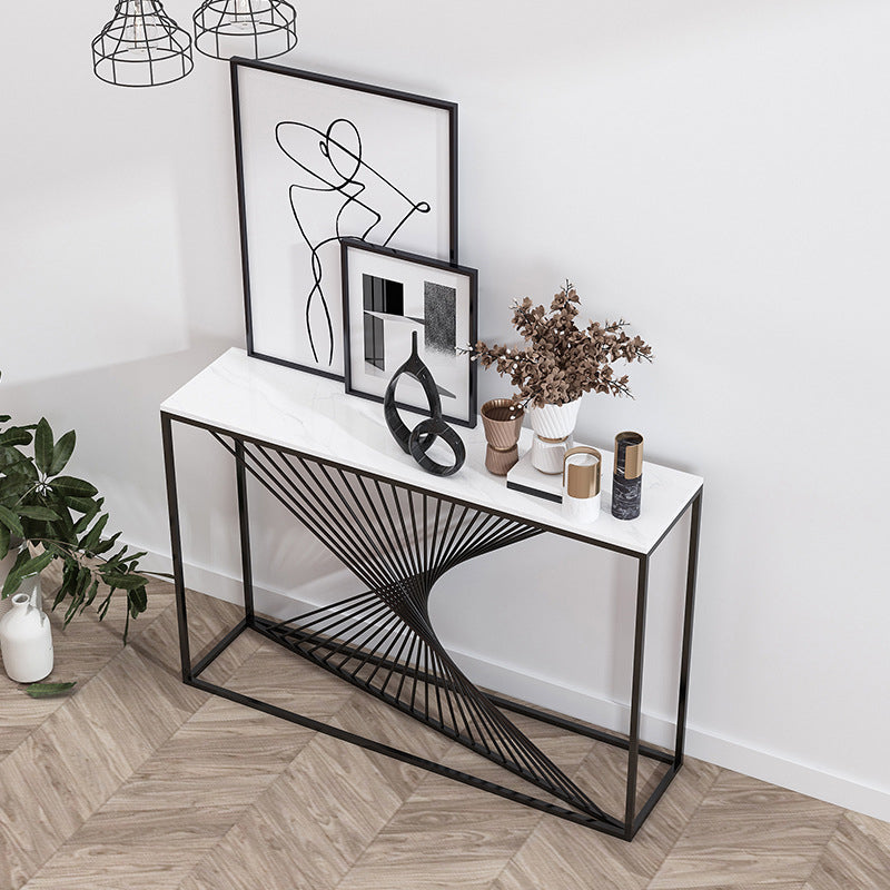 Marble Modern Console Table 11.81-inch Wide Rectangle Accent Table