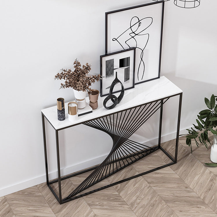 Marble Modern Console Table 11.81-inch Wide Rectangle Accent Table