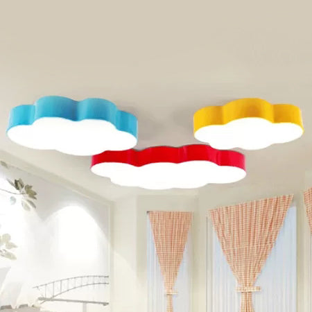 Candy Colored Cloud Flush Ceiling Light Cartoon Acrylic Ceiling Lamp for Kids Room