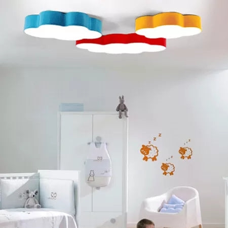 Candy Colored Cloud Flush Ceiling Light Cartoon Acrylic Ceiling Lamp for Kids Room